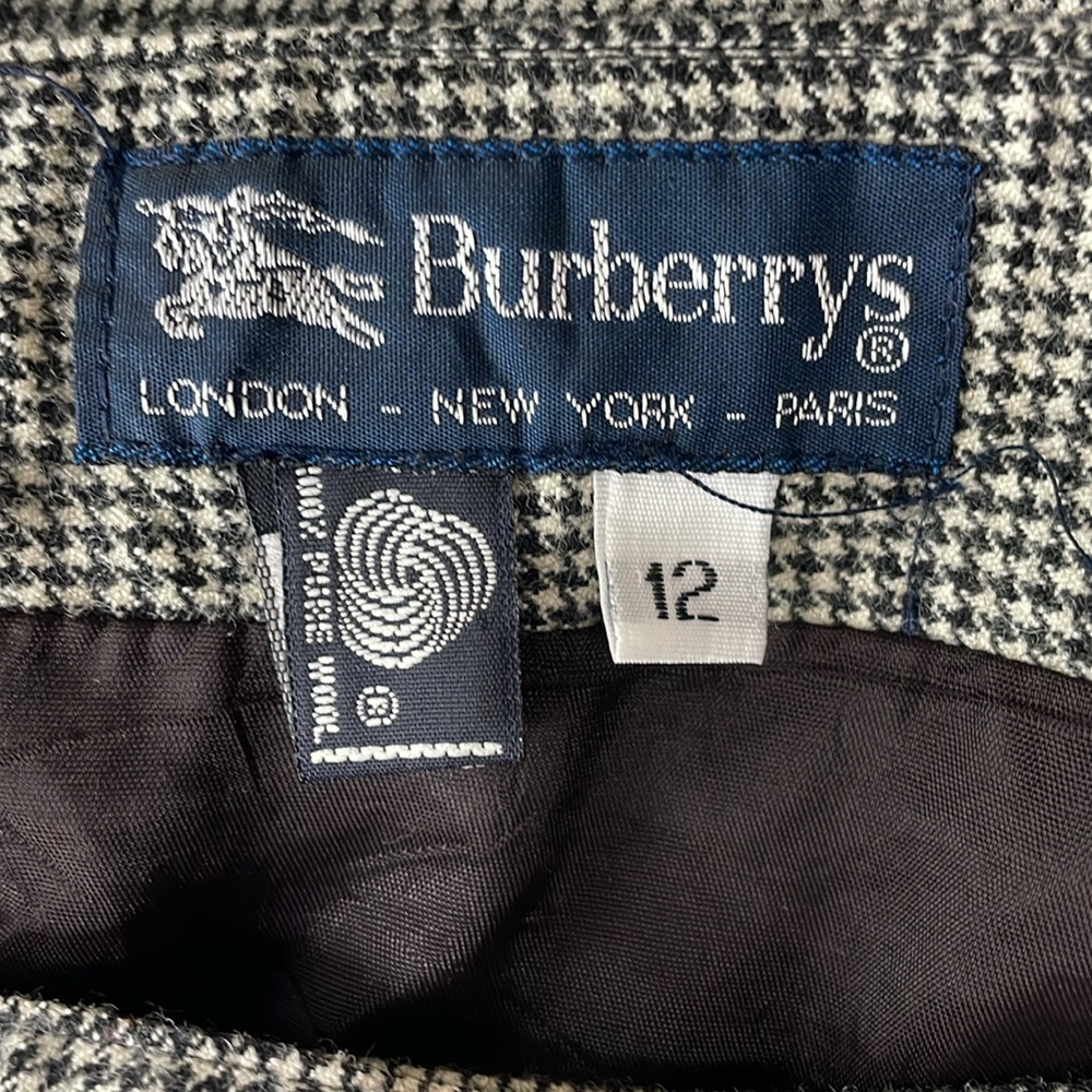 Vintage 80’s 90’s Burberrys Wool Houndstooth Wrap Midi Skirt Size 12 - Picture 5 of 6